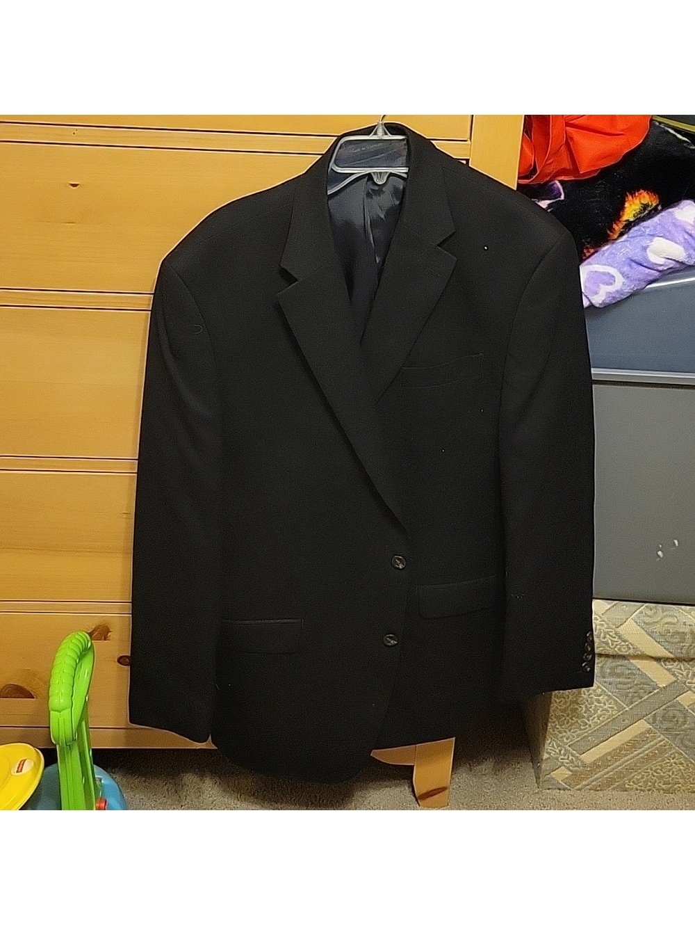 Chaps Men's Black Wool Sports Coat Blazer Size 44L Like New